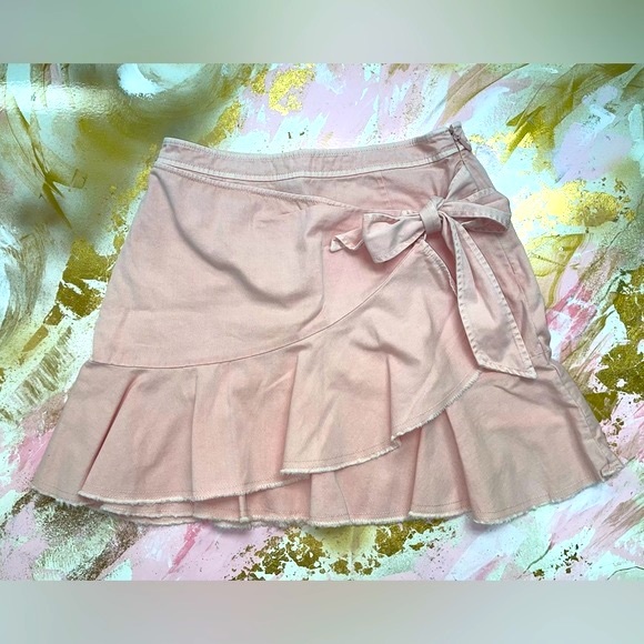 Cinq a Sept pink distressed ruffled mini skirt 8 - Picture 1 of 11